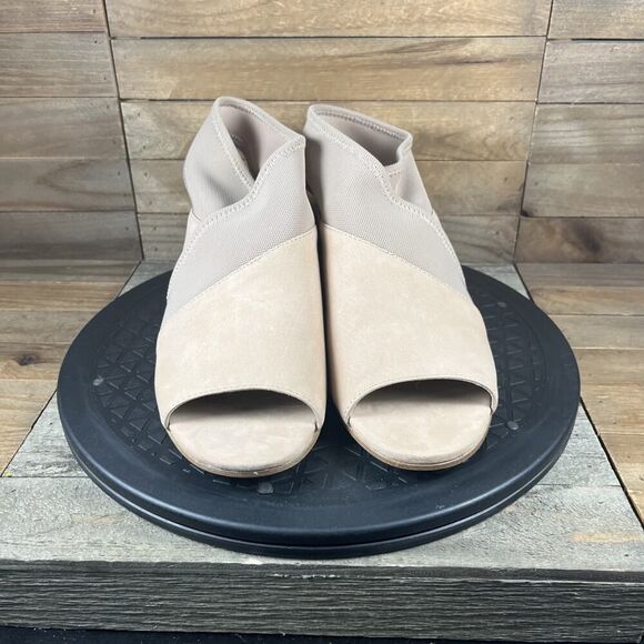 Eileen Fisher Women Size 8.5 Luca Sandal Latte Open Toe Pull On Heel Sandals - Picture 2 of 10